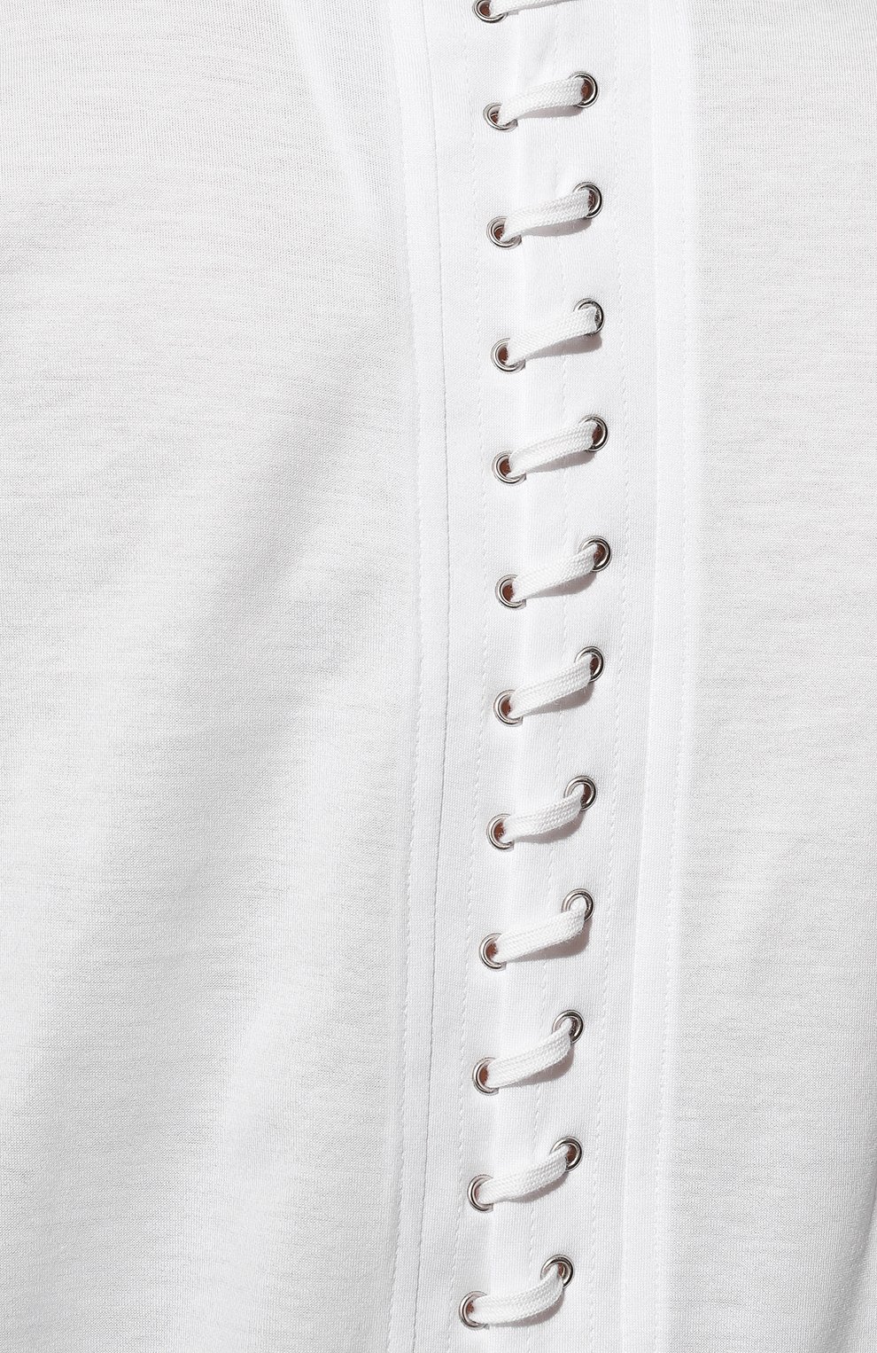Женская хлопковая футболка PRADA белого цвета, арт. 3593A-ILK-F0009-221 | Фото 5 (Принт: Без принта; Рукава: Короткие; Длина (для топов): Стандартные; Материал внешний: Хлопок; Женское Кросс-КТ: Футболка-одежда; Стили: Кэжуэл)