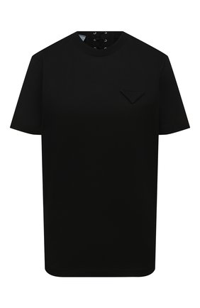 Женская хлопковая футболка PRADA черного цвета по цене 90000 руб., арт. 3593A-ILK-F0002-221 | Фото 1