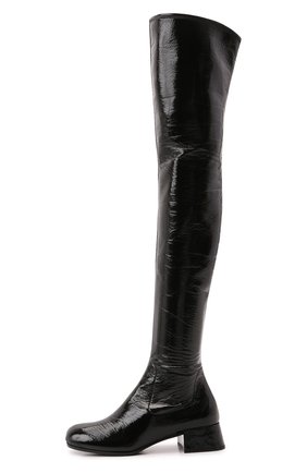 Женские ботфорты PRADA черного цвета, арт. 1W330M-3LBK-F0002-B035 | Фото 2 (Материал внешний: Текстиль; Каблук тип: Устойчивый; Материал утеплителя: Без утеплителя; Каблук высота: Высокий)