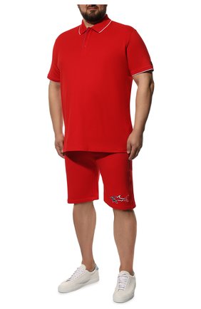 Мужское хлопковое поло PAUL&SHARK красного цвета по цене 18350 руб., арт. 22411343/C00/3XL-6XL | Фото 2 Мужское хлопковое поло PAUL&SHARK красного цвета, арт. 22411343/C00/3XL-6XL | Фото 2 (Материал внешний: Хлопок; Длина (для топов): Удлиненные; Рукава: Короткие; Застежка: Пуговицы; Стили: Кэжуэл)