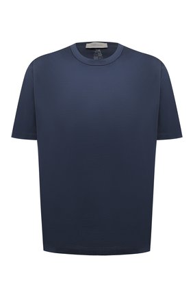 Мужская хлопковая футболка CORTIGIANI темно-синего цвета, арт. 316600/0000/60-70 | Фото 1 (Рукава: Короткие; Материал внешний: Хлопок; Длина (для топов): Удлиненные; Принт: Без принта; Стили: Кэжуэл; Big sizes: Big Sizes)