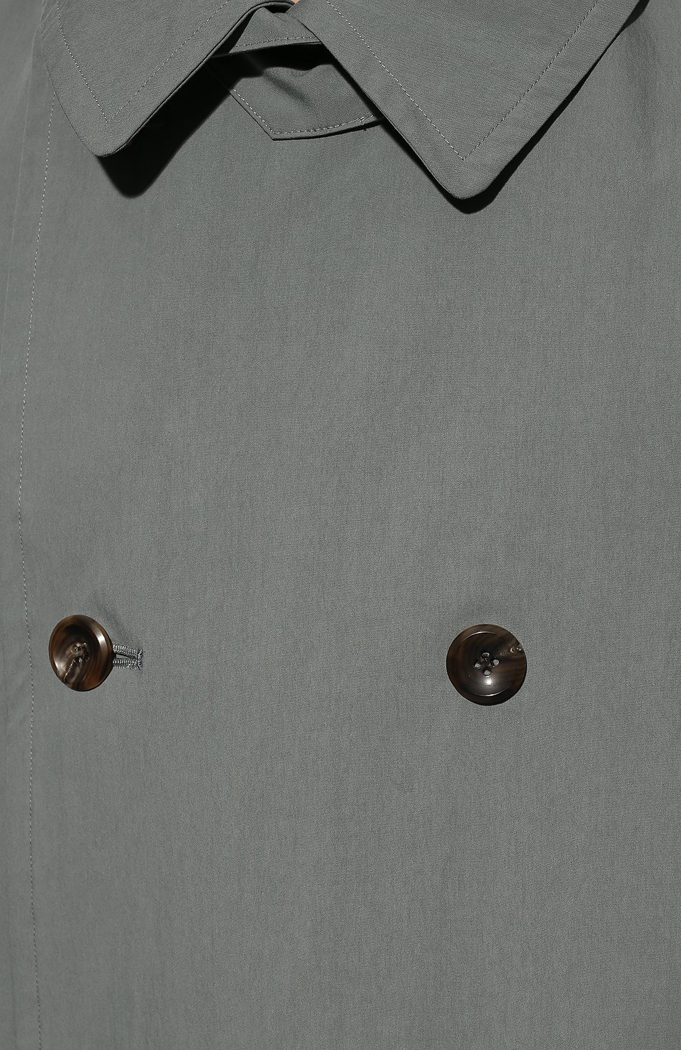 Мужской хлопковый плащ KAZUYUKI KUMAGAI серого цвета, арт. AC21-005 | Фото 5 (Мужское Кросс-КТ: Плащ-верхняя одежда; Рукава: Длинные; Длина (верхняя одежда): До колена; Материал внешний: Синтетический материал, Хлопок; Стили: Минимализм)