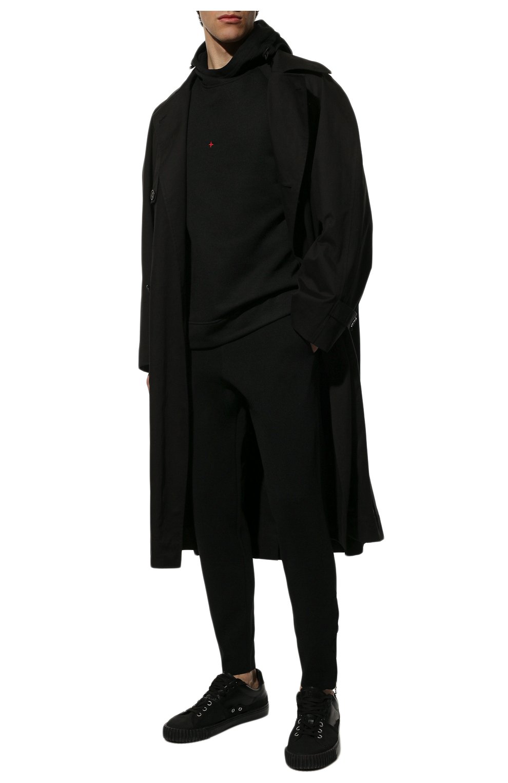 Мужские брюки KAZUYUKI KUMAGAI черного цвета, арт. AK21-041 | Фото 2 (Длина (брюки, джинсы): Стандартные; Случай: Повседневный; Материал внешний: Синтетический материал; Стили: Минимализм)