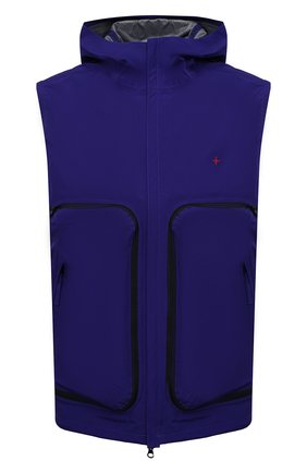 Мужской жилет STONE ISLAND синего цвета, арт. 7615G05X1 | Фото 1 (Длина (верхняя одежда): Короткие; Материал внешний: Синтетический материал; Кросс-КТ: Куртка; Стили: Кэжуэл)