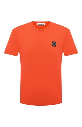 Мужская хлопковая футболка STONE ISLAND оранжевого цвета, арт. 761524113 | Фото 1 (Материал внешний: Хлопок; Длина (для топов): Стандартные; Рукава: Короткие; Принт: Без принта; Стили: Кэжуэл)