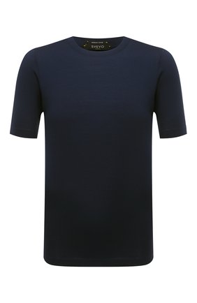 Мужская хлопковая футболка SVEVO темно-синего цвета, арт. 46321SE22/MP46 | Фото 1 (Рукава: Короткие; Длина (для топов): Стандартные; Материал внешний: Хлопок; Принт: Без принта; Стили: Кэжуэл)