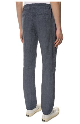 Мужские льняные брюки 120% LINO темно-синего цвета, арт. V0M299M/G077/S00 | Фото 4 (Длина (брюки, джинсы): Стандартные; Случай: Повседневный; Материал внешний: Лен; Стили: Кэжуэл)