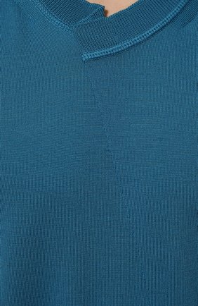 Мужская шерстяная футболка ZEGNA COUTURE бирюзового цвета, арт. CZM90/TSH | Фото 5 (Материал внешний: Шерсть; Принт: Без принта; Рукава: Короткие; Длина (для топов): Стандартные; Стили: Кэжуэл)