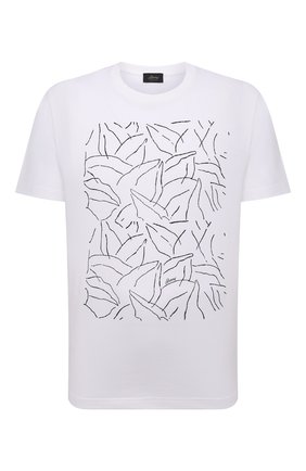 Мужская хлопковая футболка BRIONI белого цвета по цене 43650 руб., арт. UJCH0L/P1648 | Фото 1 Мужская хлопковая футболка BRIONI белого цвета, арт. UJCH0L/P1648 | Фото 1 (Рукава: Короткие; Длина (для топов): Стандартные; Материал внешний: Хлопок; Принт: С принтом; Стили: Кэжуэл)