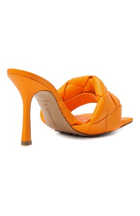 Женские кожаные мюли lido BOTTEGA VENETA оранжевого цвета, арт. 608854/VBSS0 | Фото 5 (Каблук высота: Высокий; Материал внутренний: Натуральная кожа; Каблук тип: Шпилька; Подошва: Плоская)