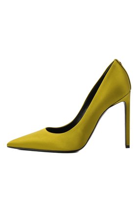 Женские текстильные туфли t-screw TOM FORD светло-зеленого цвета, арт. W2325T-STA | Фото 4 (Материал внешний: Текстиль; Каблук высота: Высокий; Материал внутренний: Натуральная кожа; Каблук тип: Шпилька; Подошва: Плоская)