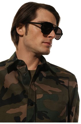 Мужские солнцезащитные очки BRIONI черного цвета, арт. 0DE800/P3ZAC | Фото 2 (Тип очков: С/з; Кросс-КТ: С/з-мужское; Оптика Гендер: оптика-мужское; Очки форма: Авиаторы)