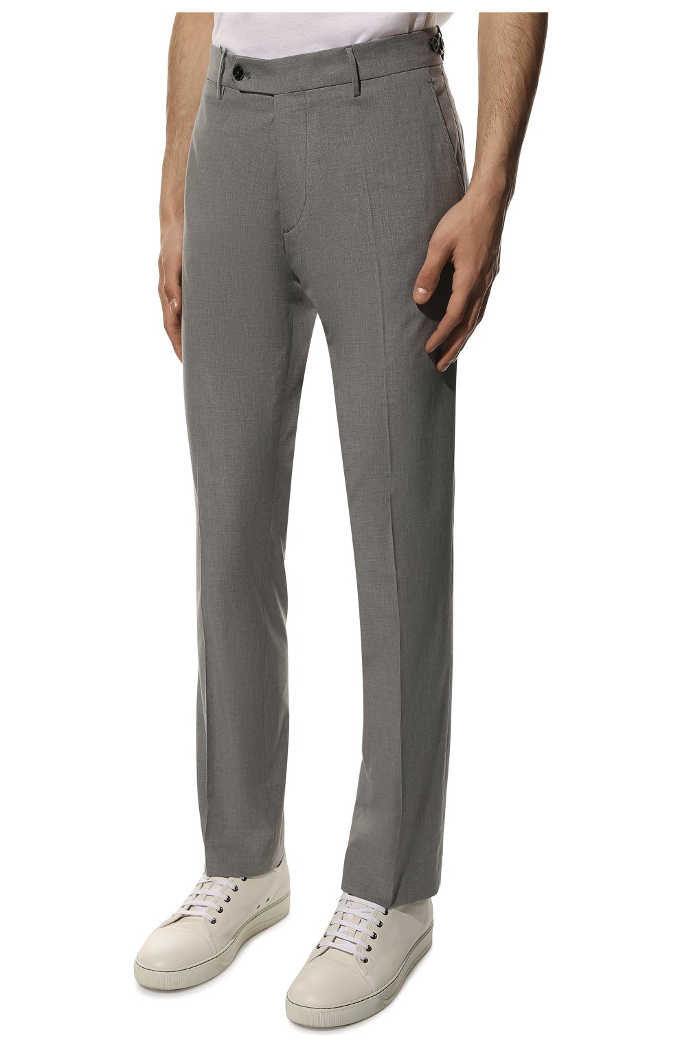 Мужские хлопковые брюки BERWICH светло-серого цвета, арт. SC/1 FIBB/TS2017X | Фото 3 (Силуэт М (брюки): Чиносы; Длина (брюки, джинсы): Стандартные; Случай: Повседневный; Материал внешний: Хлопок; Стили: Кэжуэл)