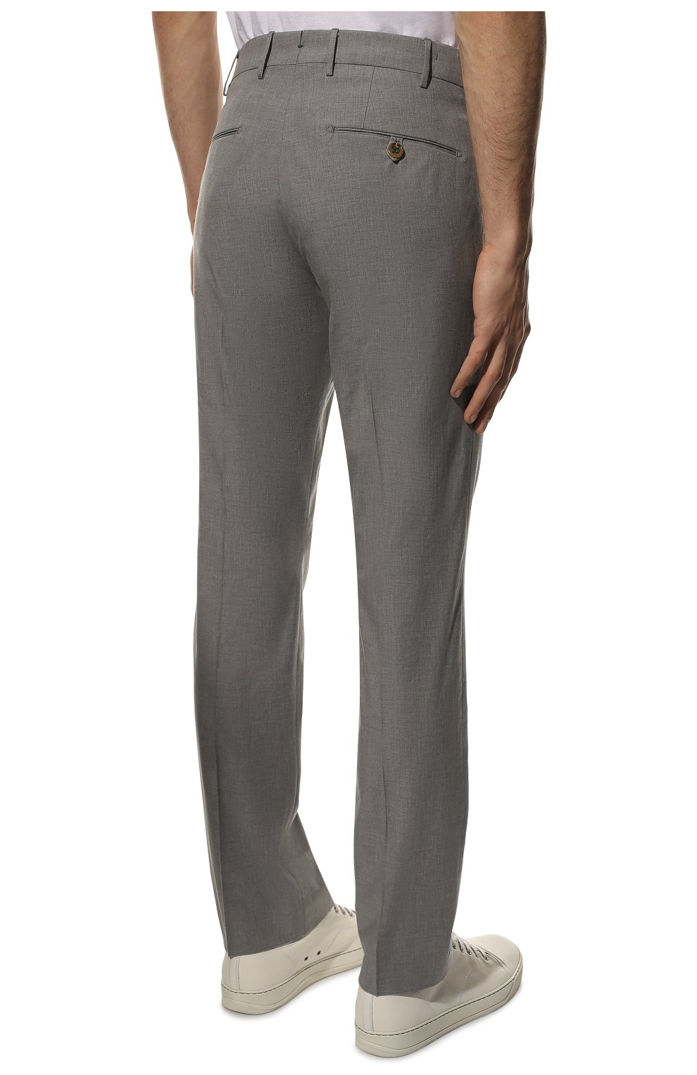 Мужские хлопковые брюки BERWICH светло-серого цвета, арт. SC/1 FIBB/TS2017X | Фото 4 (Силуэт М (брюки): Чиносы; Длина (брюки, джинсы): Стандартные; Случай: Повседневный; Материал внешний: Хлопок; Стили: Кэжуэл)