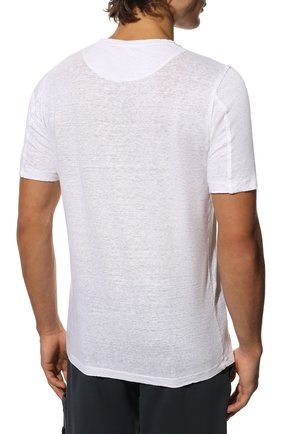 Мужская льняная футболка 120% LINO белого цвета, арт. V0M7186/E908/S00 | Фото 4 (Принт: Без принта; Рукава: Короткие; Длина (для топов): Стандартные; Материал внешний: Лен; Стили: Кэжуэл)