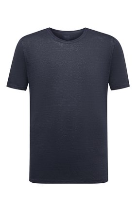 Мужская льняная футболка 120% LINO темно-синего цвета, арт. V0M7186/E908/S00 | Фото 1 (Принт: Без принта; Рукава: Короткие; Длина (для топов): Стандартные; Материал внешний: Лен; Стили: Кэжуэл)