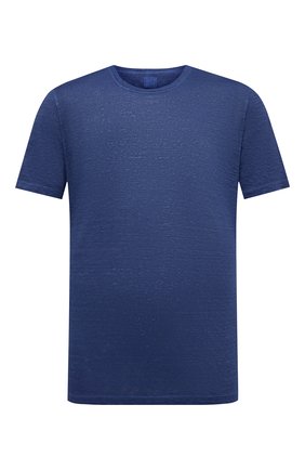 Мужская льняная футболка 120% LINO синего цвета, арт. V0M7186/E908/S00 | Фото 1 (Материал внешний: Лен; Рукава: Короткие; Длина (для топов): Стандартные; Принт: Без принта; Стили: Кэжуэл)