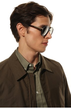 Мужские солнцезащитные очки BRIONI темно-коричневого цвета, арт. 0DE800/P3ZAC | Фото 2 (Тип очков: С/з; Кросс-КТ: С/з-мужское; Оптика Гендер: оптика-мужское; Очки форма: Авиаторы)