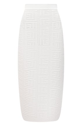 Женская юбка из вискозы BALMAIN белого цвета по цене 132500 руб., арт. XF1LD041/KB16 | Фото 1 Женская юбка из вискозы BALMAIN белого цвета, арт. XF1LD041/KB16 | Фото 1 (Материал внешний: Вискоза; Длина Ж (юбки, платья, шорты): Миди; Стили: Гламурный; Женское Кросс-КТ: Юбка-одежда; Кросс-КТ: Трикотаж)