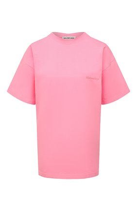 Женская хлопковая футболка BALENCIAGA розового цвета, арт. 612965/TJV87 | Фото 1 (Рукава: Короткие; Материал внешний: Хлопок; Длина (для топов): Стандартные; Стили: Спорт-шик; Принт: Без принта; Женское Кросс-КТ: Футболка-одежда)