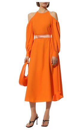 Женское платье из вискозы STELLA MCCARTNEY оранжевого цвета по цене 136000 руб., арт. 604365/SSA02 | Фото 2 Женское платье из вискозы STELLA MCCARTNEY оранжевого цвета, арт. 604365/SSA02 | Фото 2 (Материал внешний: Вискоза; Рукава: Длинные; Длина Ж (юбки, платья, шорты): Миди; Стили: Гламурный; Случай: Повседневный; Женское Кросс-КТ: Платье-одежда)