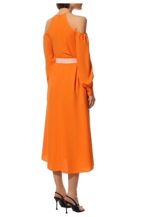 Женское платье из вискозы STELLA MCCARTNEY оранжевого цвета, арт. 604365/SSA02 | Фото 4 (Рукава: Длинные; Стили: Гламурный; Случай: Повседневный; Длина Ж (юбки, платья, шорты): Миди; Материал внешний: Вискоза; Женское Кросс-КТ: Платье-одежда)
