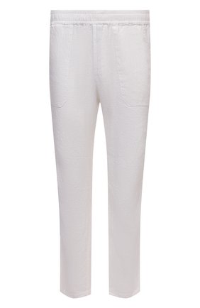 Мужские льняные брюки STONE ISLAND белого цвета, арт. 761531801 | Фото 1 (Длина (брюки, джинсы): Стандартные; Материал внешний: Лен; Стили: Кэжуэл; Случай: Повседневный)