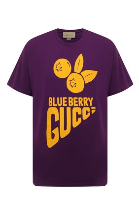 Мужская хлопковая футболка GUCCI фиолетового цвета, арт. 616036/XJDWE | Фото 1 (Материал внешний: Хлопок; Рукава: Короткие; Длина (для топов): Стандартные; Принт: С принтом; Стили: Кэжуэл)