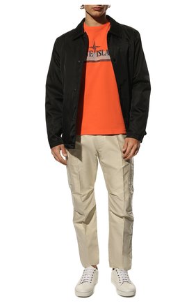 Мужская хлопковая футболка STONE ISLAND оранжевого цвета, арт. 76152NS92 | Фото 2 (Длина (для топов): Стандартные; Материал внешний: Хлопок; Рукава: Короткие; Принт: С принтом; Стили: Гранж)