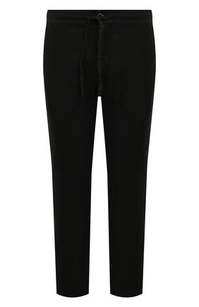 Мужские льняные брюки 120% LINO черного цвета, арт. V0M299M/0253/000 | Фото 1 (Длина (брюки, джинсы): Стандартные; Материал внешний: Лен; Стили: Кэжуэл; Случай: Повседневный)