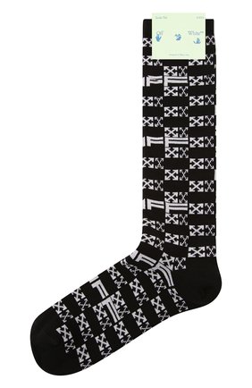 Мужские хлопковые носки OFF-WHITE черно-белого цвета, арт. 0MRA048S22KNI002 | Фото 1 (Материал внешний: Хлопок; Кросс-КТ: бельё)