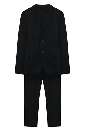 Детский костюм изо льна и вискозы EMPORIO ARMANI темно-синего цвета по цене 46350 руб., арт. 3L4VJ8/1NWZZ | Фото 1 Детский костюм изо льна и вискозы EMPORIO ARMANI темно-синего цвета, арт. 3L4VJ8/1NWZZ | Фото 1 (Материал внешний: Вискоза, Лен; Рукава: Длинные; Кросс-КТ: костюм)