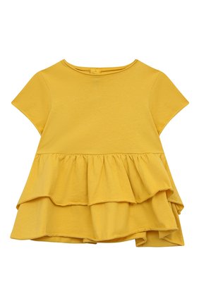 Детская хлопковая футболка IL GUFO желтого цвета, арт. P22TS359M7063/2A-4A | Фото 1 (Материал внешний: Хлопок; Рукава: Короткие; Девочки Кросс-КТ: футболка-одежда; Ростовка одежда: 18 мес | 86 см, 2 года | 92 см, 3 года | 98 см)