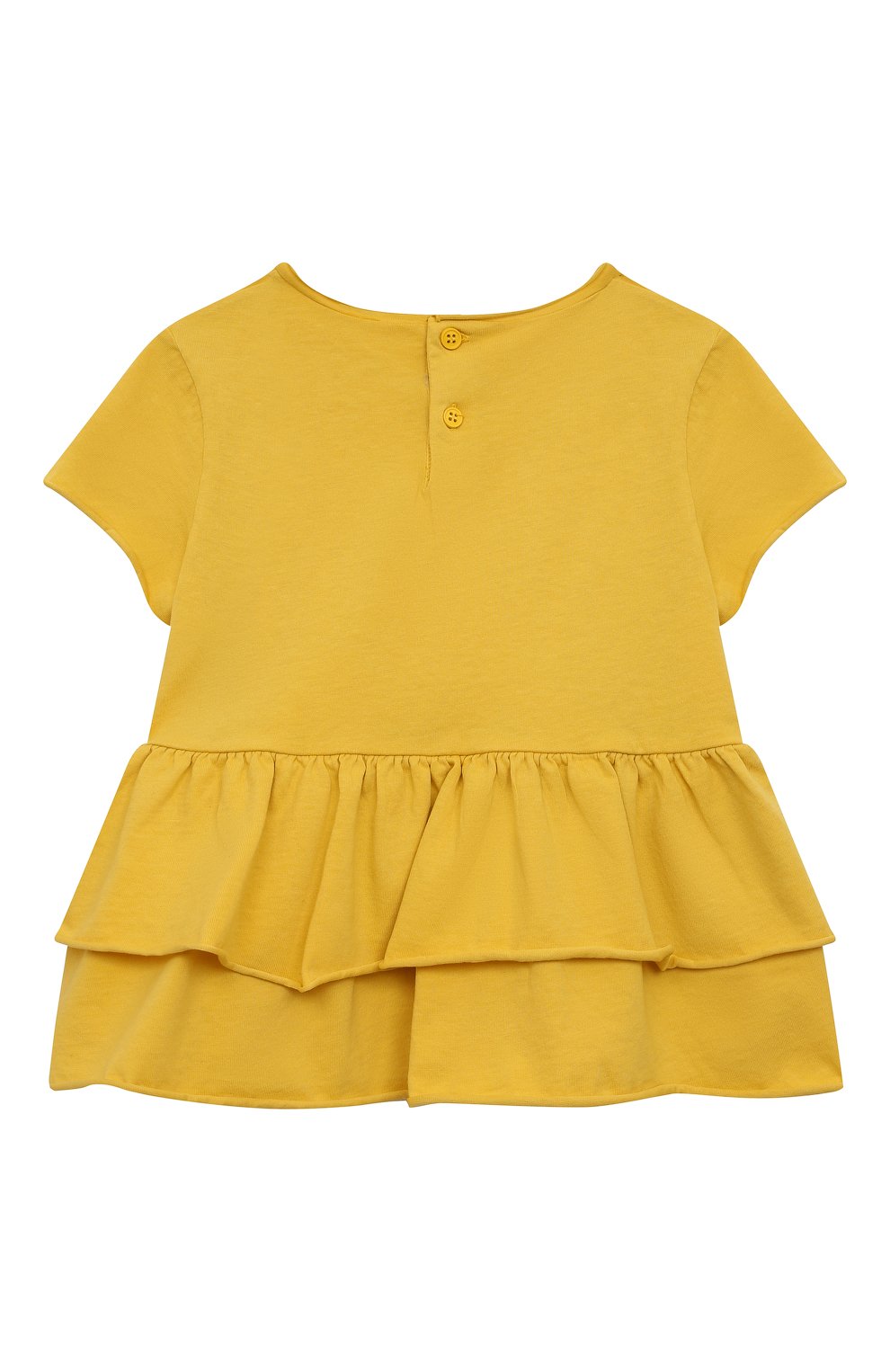 Детская хлопковая футболка IL GUFO желтого цвета, арт. P22TS359M7063/2A-4A | Фото 2 (Девочки Кросс-КТ: футболка-одежда; Рукава: Короткие; Материал внешний: Хлопок; Ростовка одежда: 18 мес | 86 см, 2 года | 92 см, 3 года | 98 см)