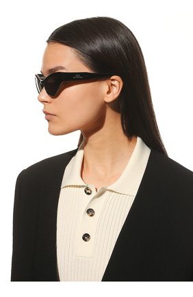 Женские солнцезащитные очки BALENCIAGA черного цвета, арт. BB0176S 001 | Фото 2 (Тип очков: С/з; Оптика Гендер: оптика-женское; Очки форма: Cat-eye)