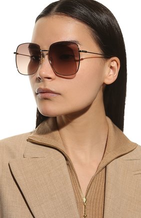 Женские солнцезащитные очки GUCCI золотого цвета, арт. GG1031S 003 | Фото 2 (Тип очков: С/з; Оптика Гендер: оптика-женское; Очки форма: Квадратные)