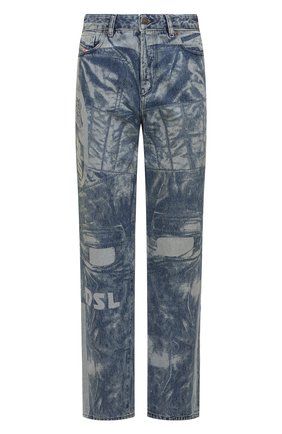 Мужские джинсы DIESEL голубого цвета, арт. A05947/007B8 | Фото 1 (Материал внешний: Хлопок, Деним; Длина (брюки, джинсы): Стандартные; Кросс-КТ: Деним; Детали: Потертости; Стили: Гранж; Силуэт М (брюки): Широкие)