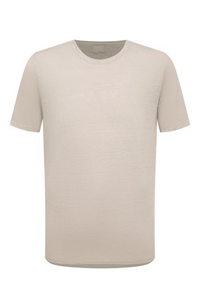 Мужская льняная футболка 120% LINO бежевого цвета, арт. V0M7186/E908/S00 | Фото 1 (Материал внешний: Лен; Длина (для топов): Стандартные; Рукава: Короткие; Принт: Без принта; Стили: Кэжуэл)