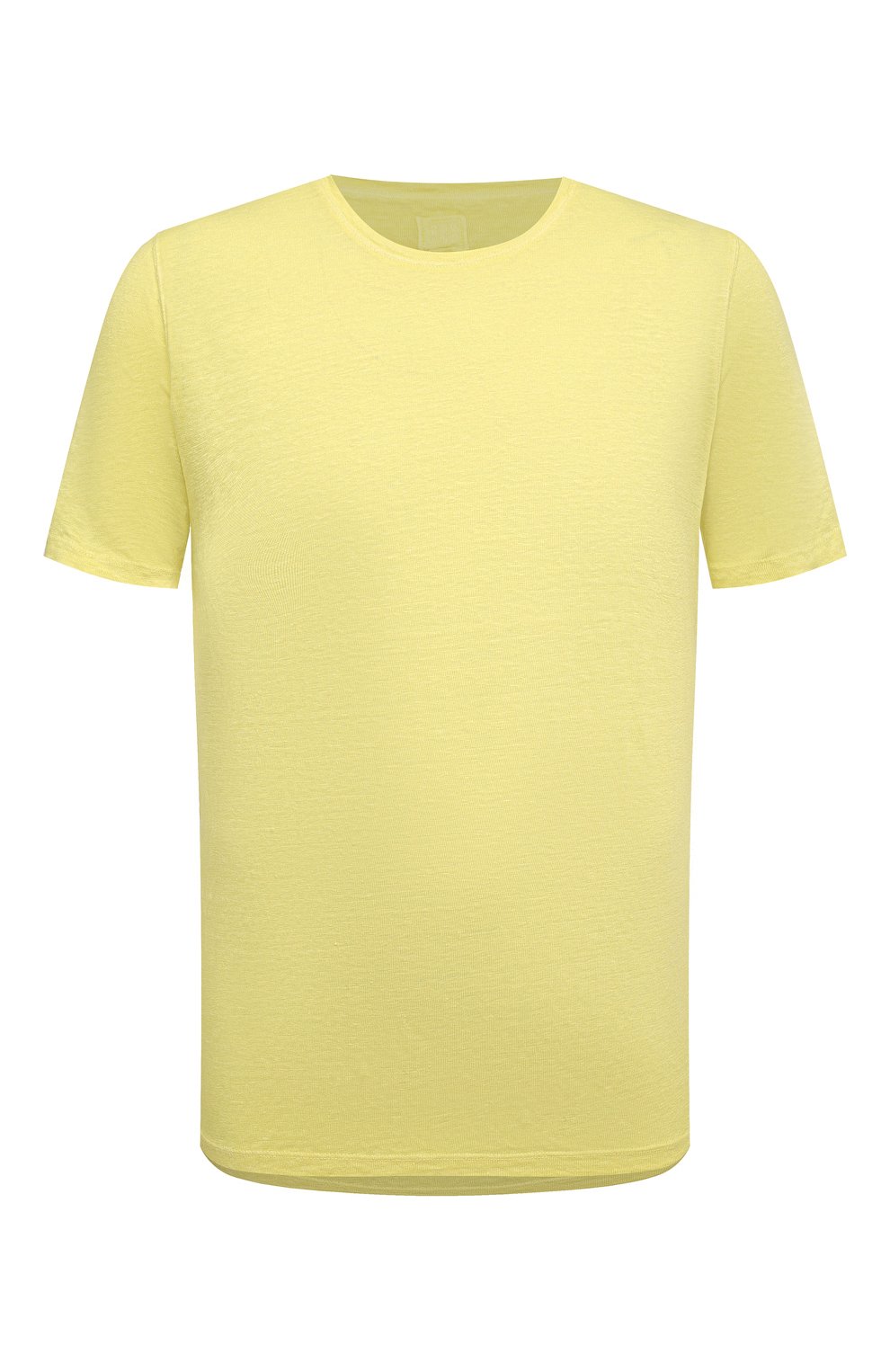 Мужская льняная футболка 120% LINO желтого цвета, арт. V0M7186/E908/S00 | Фото 1 (Принт: Без принта; Рукава: Короткие; Длина (для топов): Стандартные; Материал внешний: Лен; Стили: Кэжуэл)
