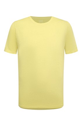 Мужская льняная футболка 120% LINO желтого цвета, арт. V0M7186/E908/S00 | Фото 1 (Рукава: Короткие; Длина (для топов): Стандартные; Материал внешний: Лен; Принт: Без принта; Стили: Кэжуэл)