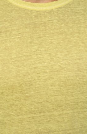 Мужская льняная футболка 120% LINO желтого цвета, арт. V0M7186/E908/S00 | Фото 5 (Принт: Без принта; Рукава: Короткие; Длина (для топов): Стандартные; Материал внешний: Лен; Стили: Кэжуэл)