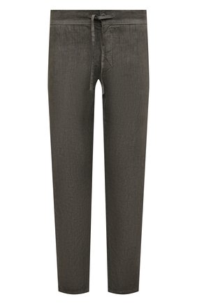 Мужские льняные брюки 120% LINO темно-серого цвета, арт. V0M299M/0253/S00 | Фото 1 (Материал внешний: Лен; Длина (брюки, джинсы): Стандартные; Случай: Повседневный; Стили: Кэжуэл)