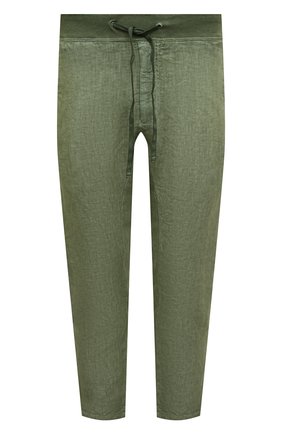 Мужские льняные брюки 120% LINO хаки цвета, арт. V0M2131/0253/S00 | Фото 1 (Материал внешний: Лен; Длина (брюки, джинсы): Стандартные; Случай: Повседневный; Стили: Кэжуэл, Милитари)