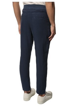 Мужские льняные брюки 120% LINO темно-синего цвета, арт. V0M2131/0253/000 | Фото 4 (Длина (брюки, джинсы): Стандартные; Случай: Повседневный; Материал внешний: Лен; Стили: Кэжуэл)