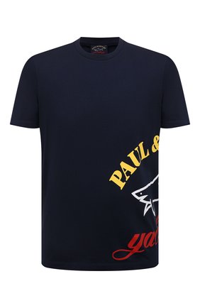 Мужская хлопковая футболка PAUL&SHARK темно-синего цвета, арт. 22411021/C00 | Фото 1 (Материал внешний: Хлопок; Длина (для топов): Стандартные; Рукава: Короткие; Принт: С принтом; Стили: Кэжуэл)