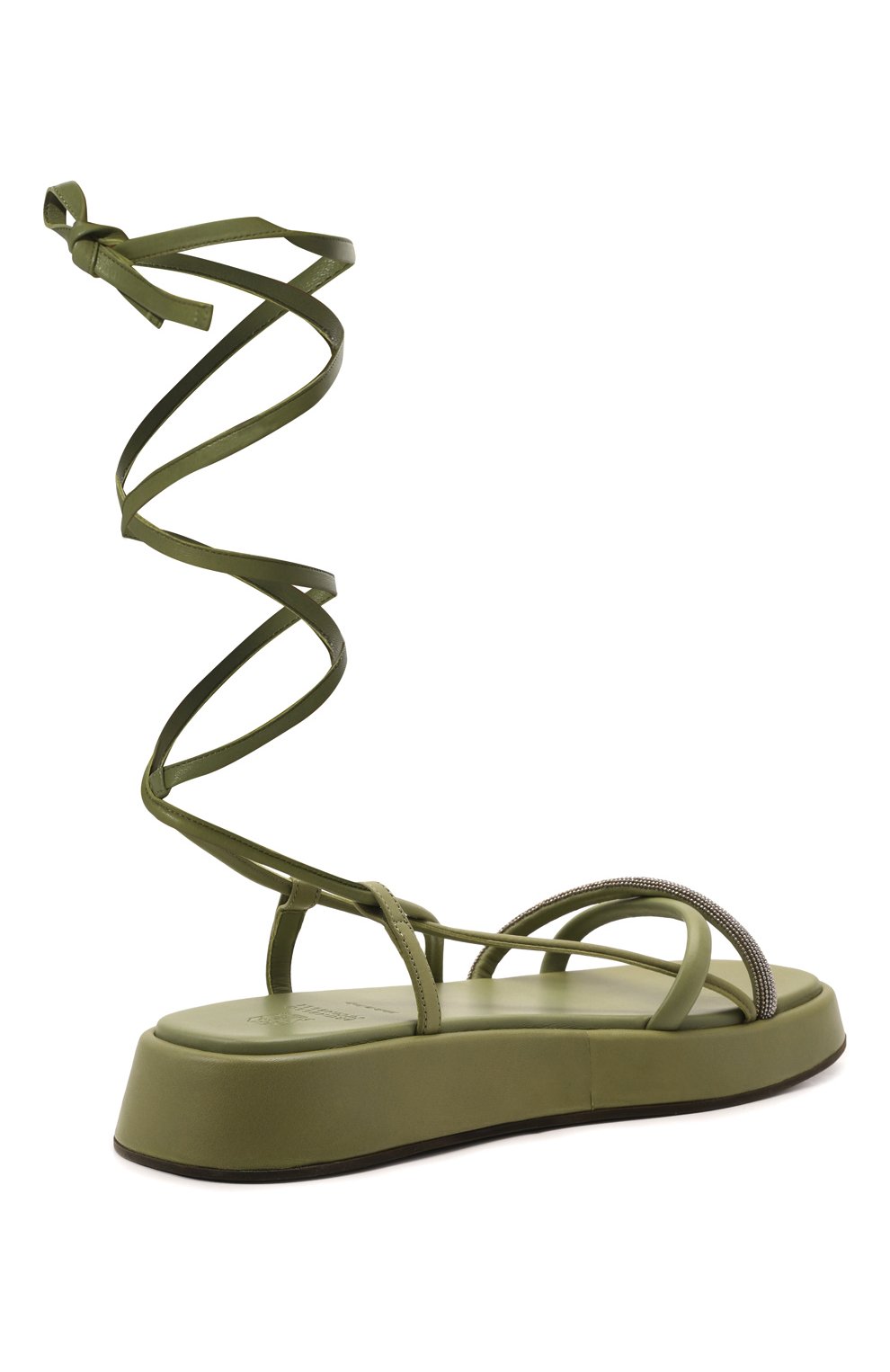 Женские кожаные сандалии BRUNELLO CUCINELLI зеленого цвета, арт. MZ0PG2173 | Фото 5 (Материал внешний: Кожа; Материал внутренний: Натуральная кожа)