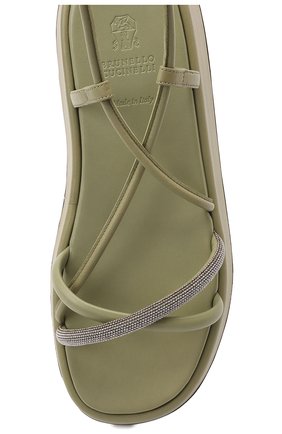 Женские кожаные сандалии BRUNELLO CUCINELLI зеленого цвета, арт. MZ0PG2173 | Фото 6 (Материал внешний: Кожа; Материал внутренний: Натуральная кожа)