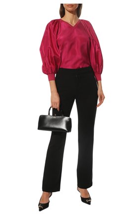 Женская шелковая блузка VALENTINO фуксия цвета, арт. XB0KC33Q76J | Фото 2 (Рукава: 3/4; Материал внешний: Шелк; Длина (для топов): Стандартные; Женское Кросс-КТ: Блуза-одежда; Принт: Без принта; Стили: Романтичный)