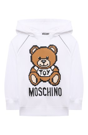 Детский хлопковое худи MOSCHINO белого цвета по цене 18450 руб., арт. HUF05Q/LDA13/4A-8A | Фото 1 Детский хлопковое худи MOSCHINO белого цвета, арт. HUF05Q/LDA13/4A-8A | Фото 1 (Материал внешний: Хлопок; Рукава: Длинные; Девочки Кросс-КТ: Худи-одежда; Ростовка одежда: 4 года | 104 см, 5 лет | 110 см, 6 лет | 116 см, 8 лет | 128 см)