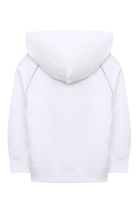 Детский хлопковое худи MOSCHINO белого цвета по цене 18450 руб., арт. HUF05Q/LDA13/4A-8A | Фото 2 Детский хлопковое худи MOSCHINO белого цвета, арт. HUF05Q/LDA13/4A-8A | Фото 2 (Материал внешний: Хлопок; Рукава: Длинные; Девочки Кросс-КТ: Худи-одежда; Ростовка одежда: 4 года | 104 см, 5 лет | 110 см, 6 лет | 116 см, 8 лет | 128 см)